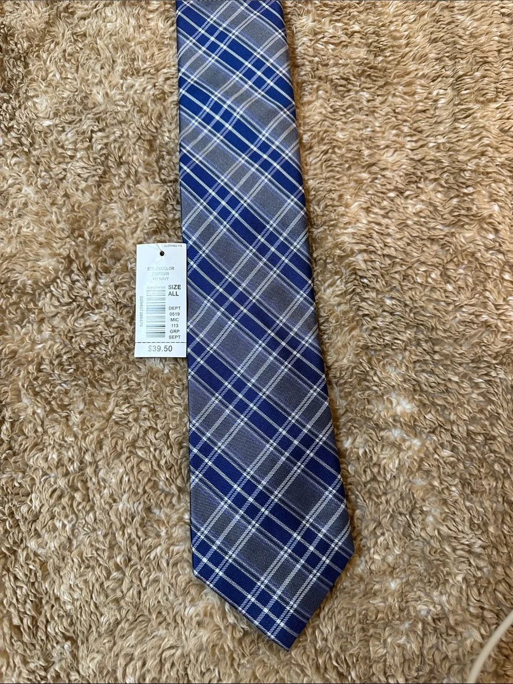 NWT Roundtree & Yorke Blue Plaid Tie - Classic Formal Accessory